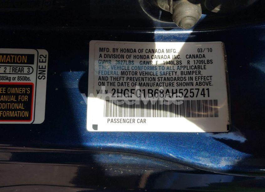 Photo 9 of 2010 Honda Civic LX (VIN 2HGFG1B68AH525741)