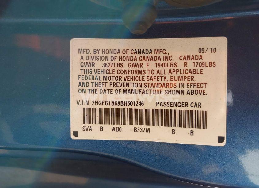 Photo 9 of 2011 Honda Civic LX (VIN 2HGFG1B68BH501246)