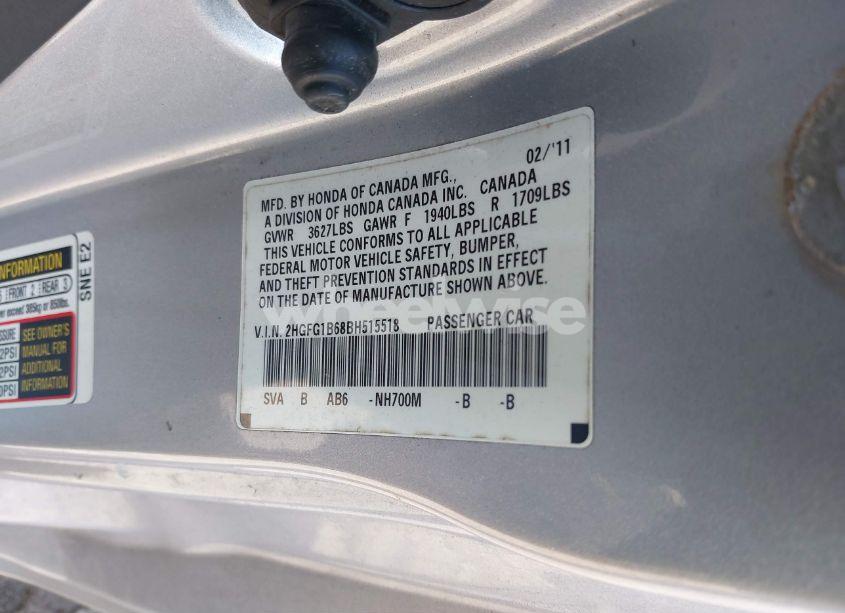 Photo 10 of 2011 Honda Civic LX (VIN 2HGFG1B68BH515518)