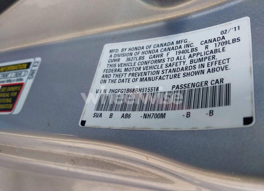 Photo 9 of 2011 Honda Civic LX (VIN 2HGFG1B68BH515518)