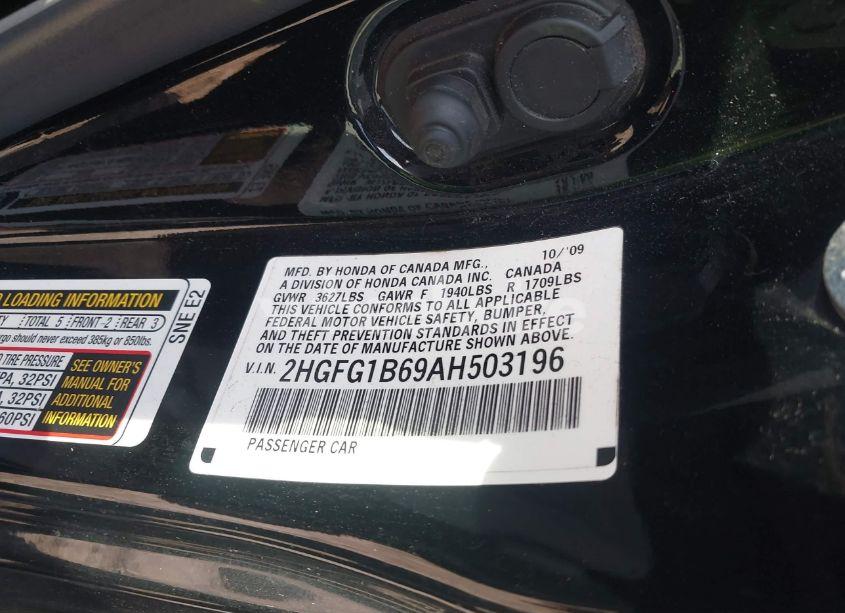 Photo 9 of 2010 Honda Civic LX (VIN 2HGFG1B69AH503196)