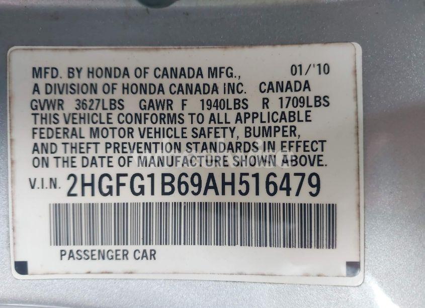 Photo 9 of 2010 Honda Civic LX (VIN 2HGFG1B69AH516479)