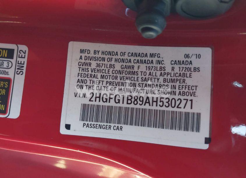 Photo 9 of 2010 Honda Civic EX (VIN 2HGFG1B89AH530271)