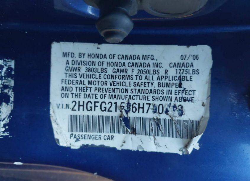 Photo 9 of 2006 Honda Civic SI (VIN 2HGFG21526H700510)