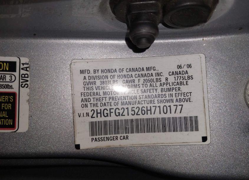 Photo 9 of 2006 Honda Civic SI (VIN 2HGFG21526H710177)