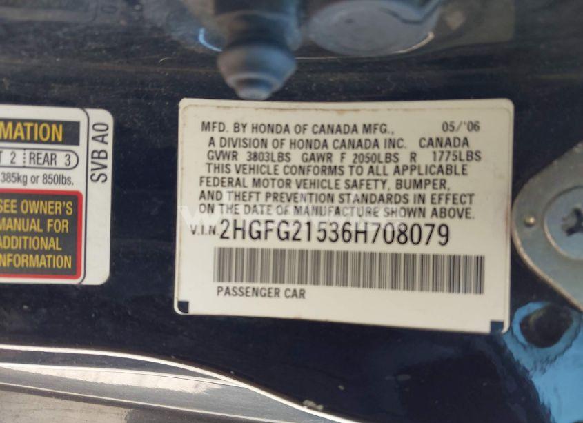 Photo 9 of 2006 Honda Civic SI (VIN 2HGFG21536H708079)