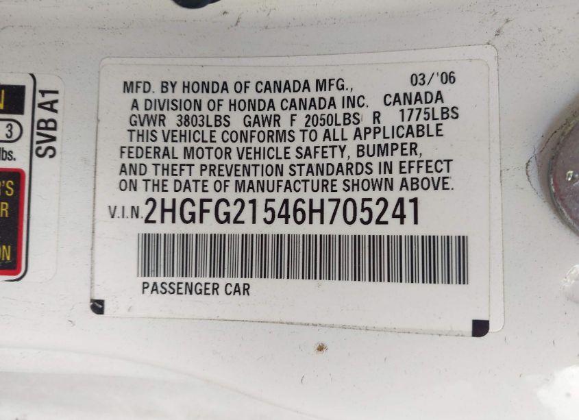 Photo 9 of 2006 Honda Civic SI (VIN 2HGFG21546H705241)