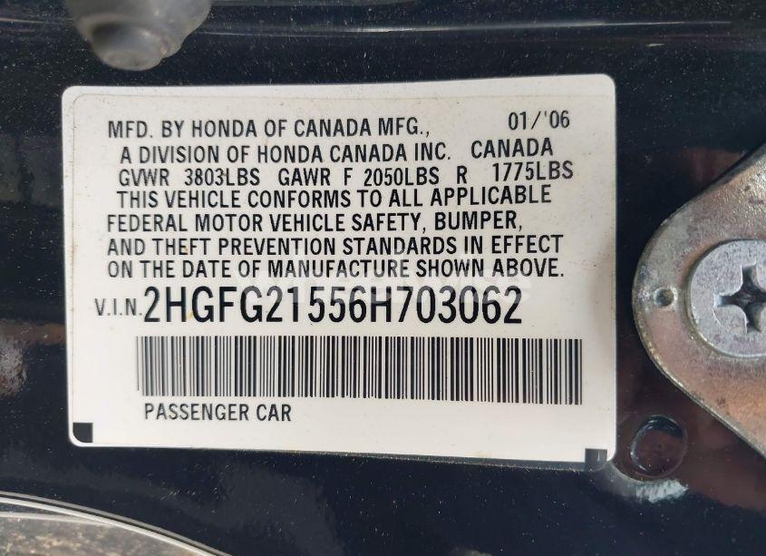 Photo 9 of 2006 Honda Civic SI (VIN 2HGFG21556H703062)