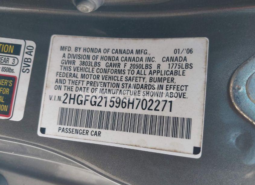 Photo 9 of 2006 Honda Civic SI (VIN 2HGFG21596H702271)