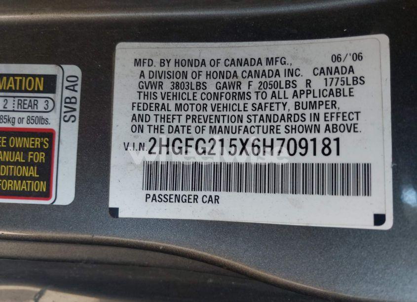 Photo 9 of 2006 Honda Civic SI (VIN 2HGFG215X6H709181)