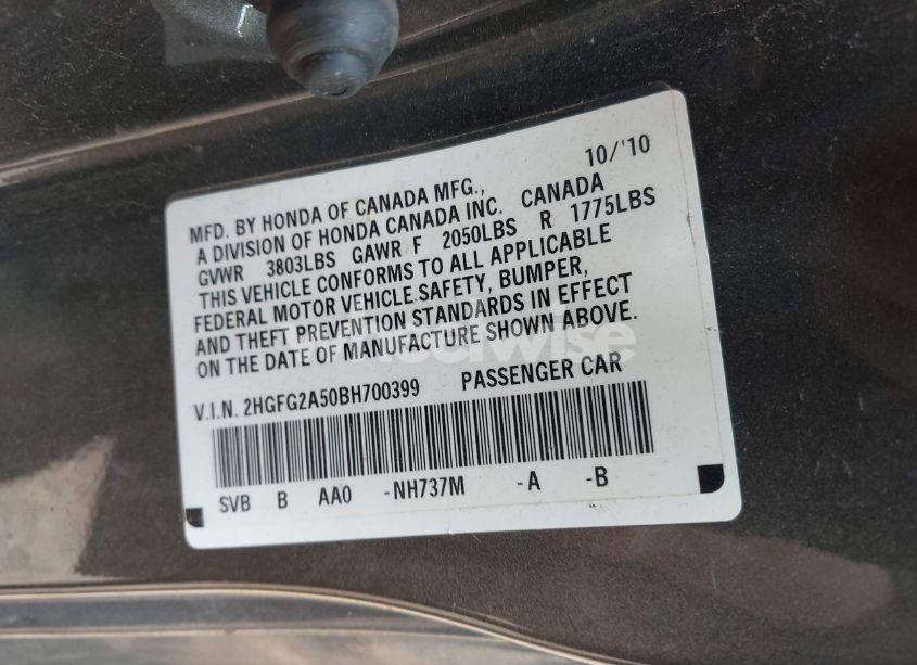 Photo 9 of 2011 Honda Civic SI (VIN 2HGFG2A50BH700399)