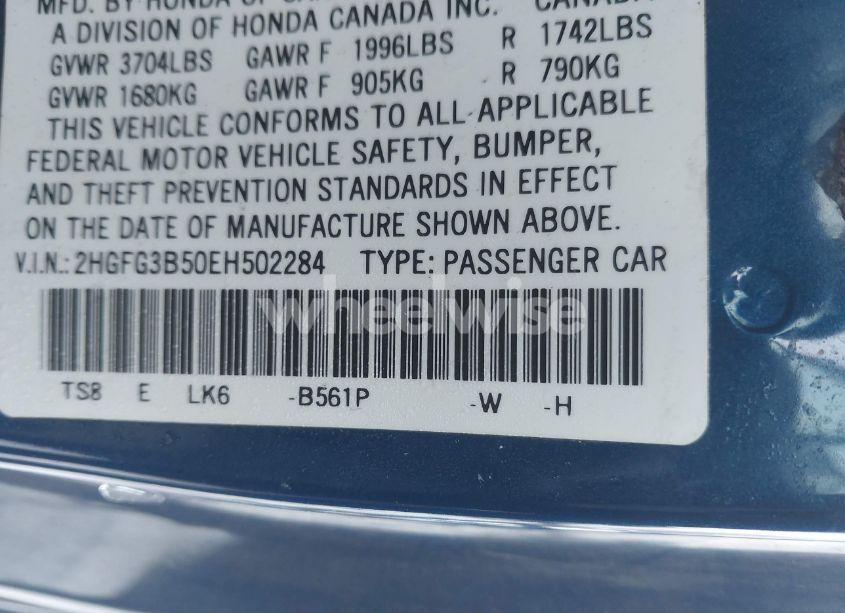 Photo 9 of 2014 Honda Civic LX (VIN 2HGFG3B50EH502284)