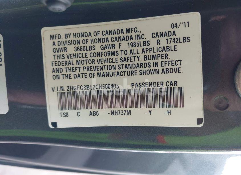 Photo 9 of 2012 Honda Civic LX (VIN 2HGFG3B52CH500405)