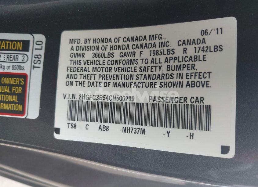 Photo 9 of 2012 Honda Civic LX (VIN 2HGFG3B54CH506299)