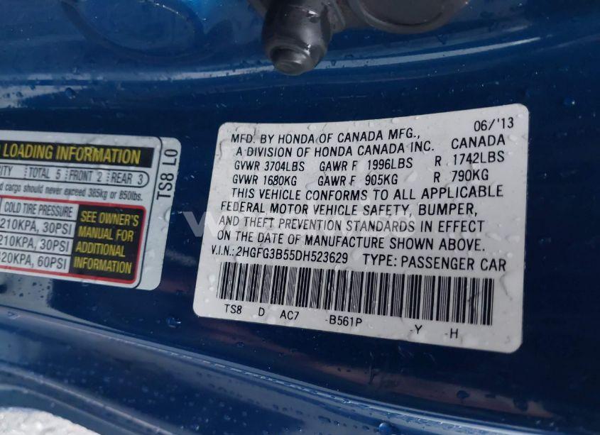 Photo 9 of 2013 Honda Civic LX (VIN 2HGFG3B55DH523629)