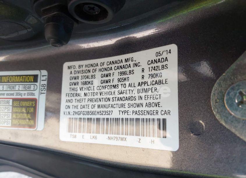 Photo 9 of 2014 Honda Civic LX (VIN 2HGFG3B56EH523527)