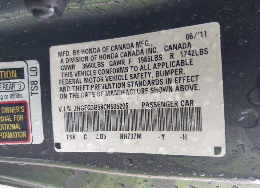 Photo 9 of 2012 Honda Civic LX (VIN 2HGFG3B58CH505205)