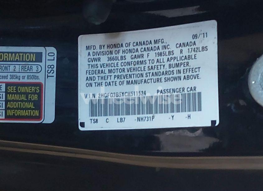 Photo 9 of 2012 Honda Civic LX (VIN 2HGFG3B5XCH511524)