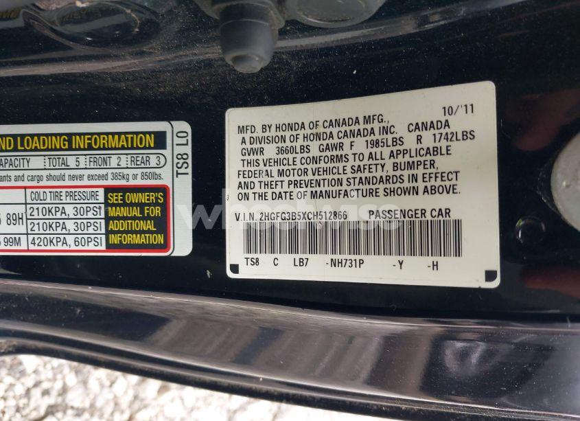 Photo 9 of 2012 Honda Civic LX (VIN 2HGFG3B5XCH512866)