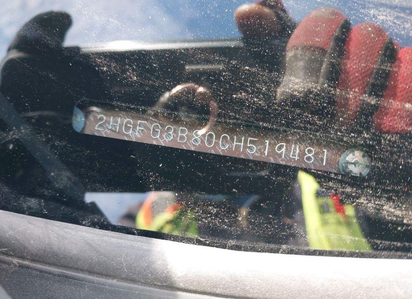 Photo 9 of 2012 Honda Civic CPE EX (VIN 2HGFG3B80CH519481)