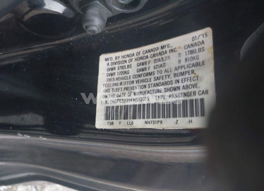 Photo 9 of 2015 Honda Civic EX (VIN 2HGFG3B81FH513015)