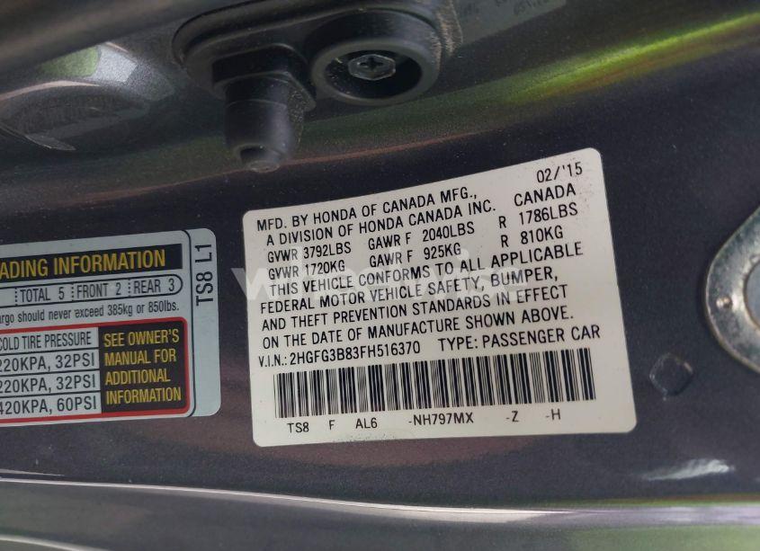 Photo 9 of 2015 Honda Civic EX (VIN 2HGFG3B83FH516370)