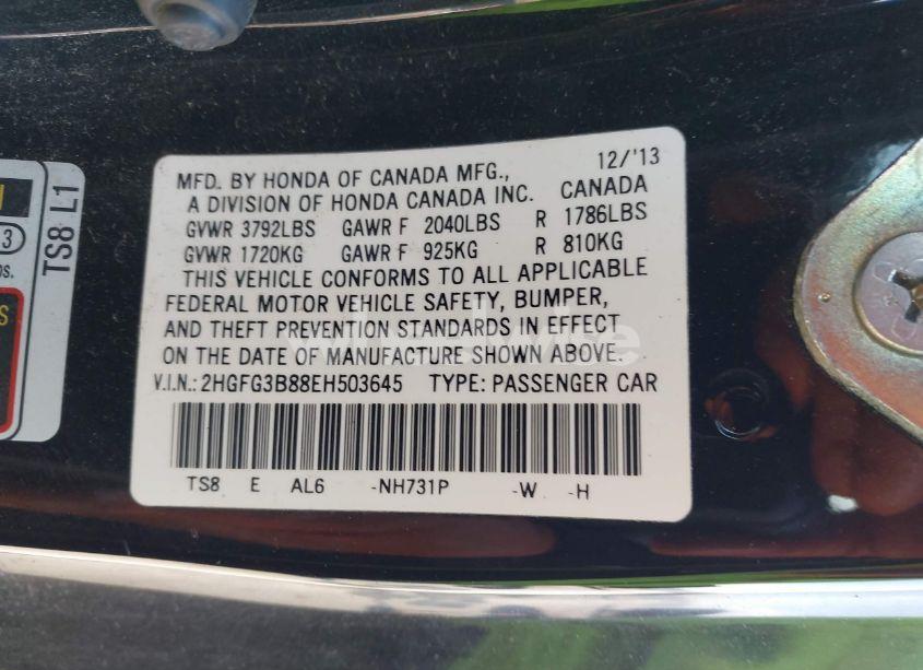 Photo 9 of 2014 Honda Civic EX (VIN 2HGFG3B88EH503645)