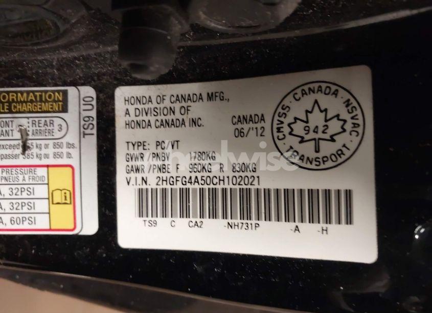 Photo 9 of 2012 Honda Civic SI (VIN 2HGFG4A50CH102021)