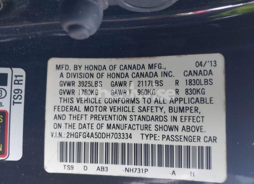 Photo 9 of 2013 Honda Civic SI (VIN 2HGFG4A50DH703334)