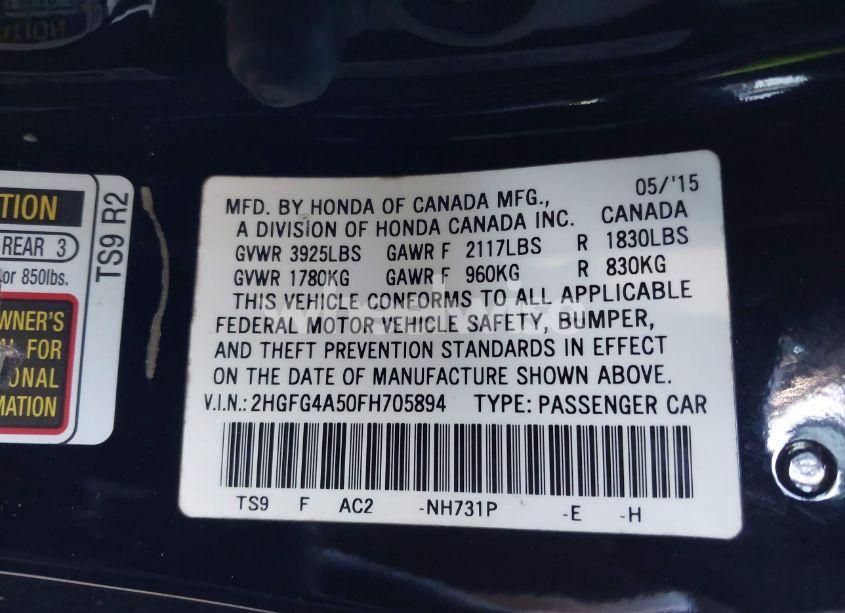 Photo 9 of 2015 Honda Civic SI (VIN 2HGFG4A50FH705894)