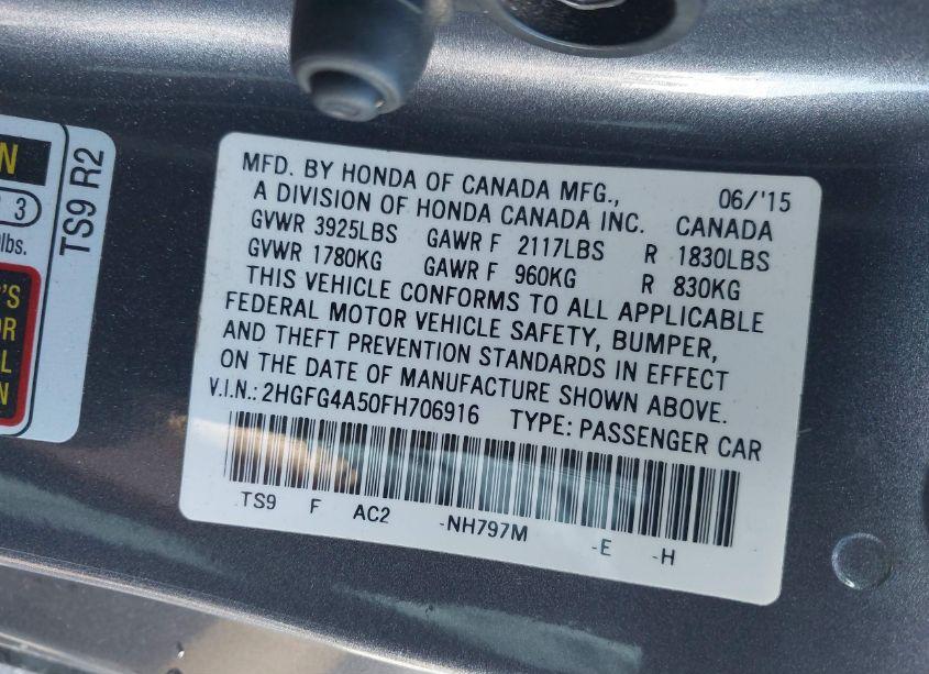 Photo 9 of 2015 Honda Civic SI (VIN 2HGFG4A50FH706916)