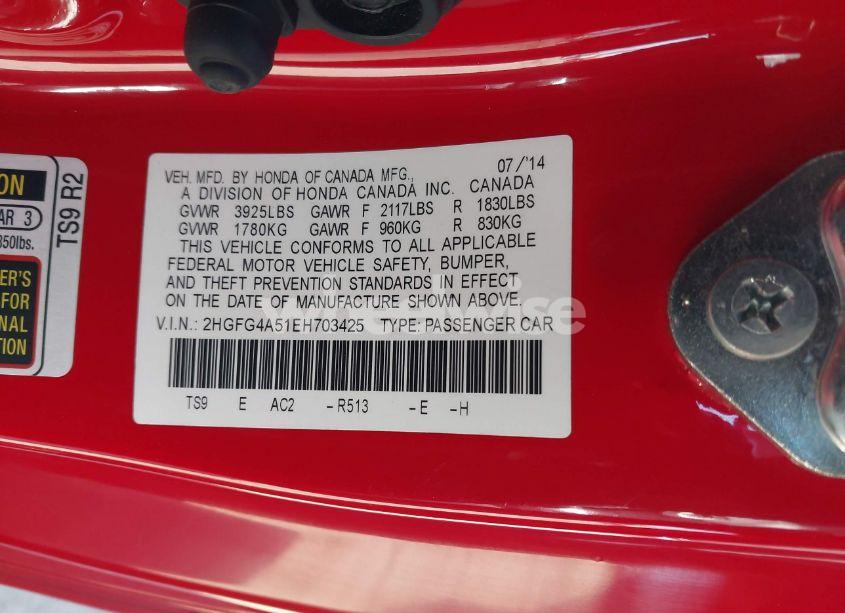 Photo 9 of 2014 Honda Civic SI (VIN 2HGFG4A51EH703425)