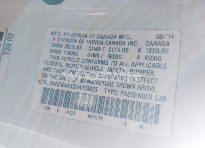 Photo 9 of 2014 Honda Civic SI (VIN 2HGFG4A52EH703823)