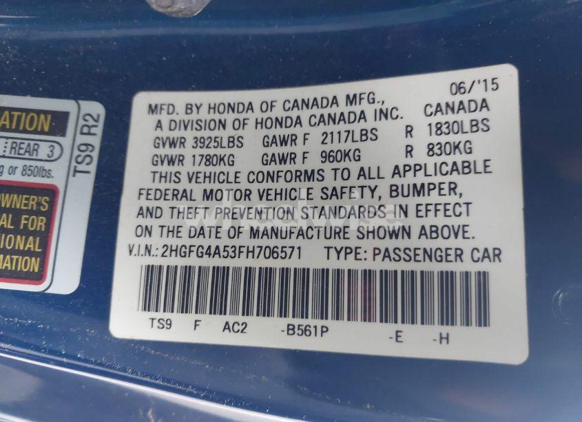 Photo 9 of 2015 Honda Civic SI (VIN 2HGFG4A53FH706571)