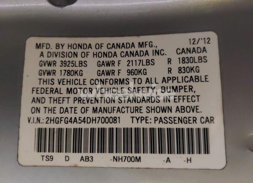 Photo 9 of 2013 Honda Civic SI (VIN 2HGFG4A54DH700081)