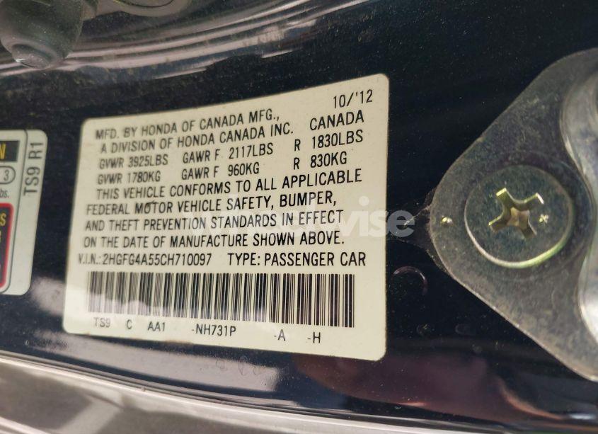 Photo 9 of 2012 Honda Civic SI (VIN 2HGFG4A55CH710097)