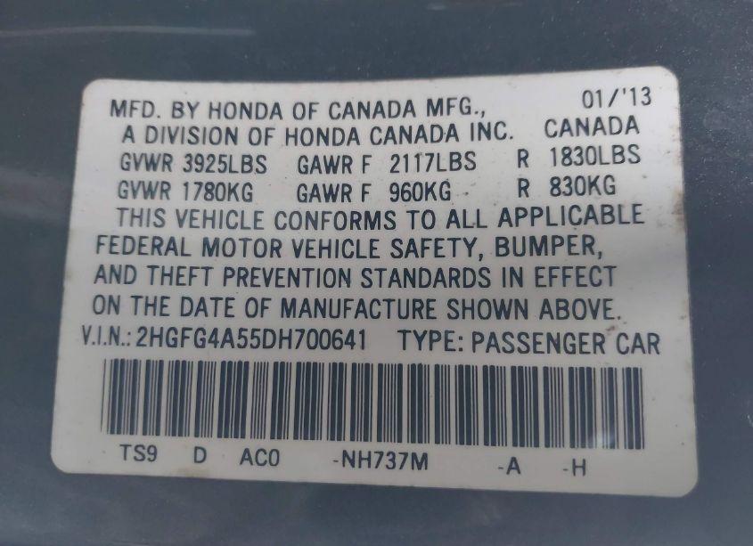 Photo 9 of 2013 Honda Civic SI (VIN 2HGFG4A55DH700641)