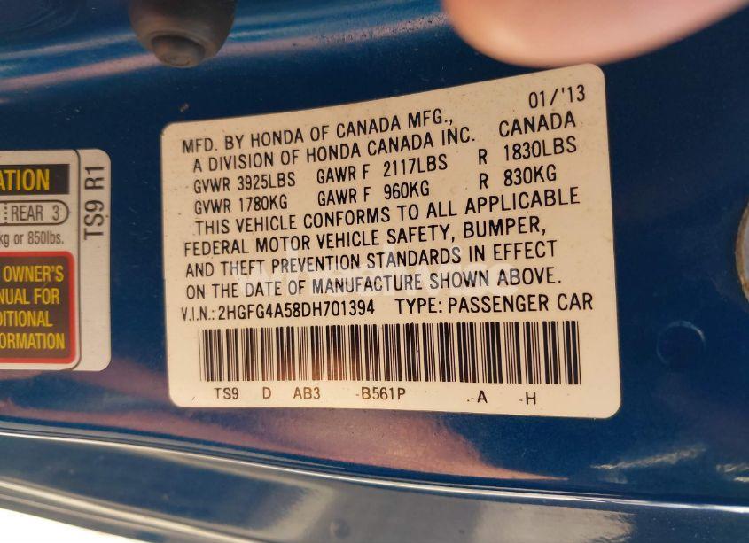 Photo 9 of 2013 Honda Civic SI (VIN 2HGFG4A58DH701394)