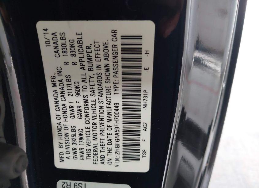 Photo 9 of 2015 Honda Civic SI (VIN 2HGFG4A59FH700449)