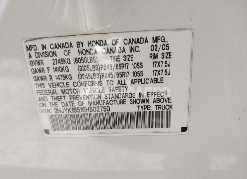 Photo 9 of 2006 Honda Ridgeline RTL (VIN 2HJYK16516H502750)