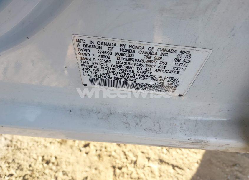 Photo 9 of 2006 Honda Ridgeline RTL (VIN 2HJYK16526H530945)