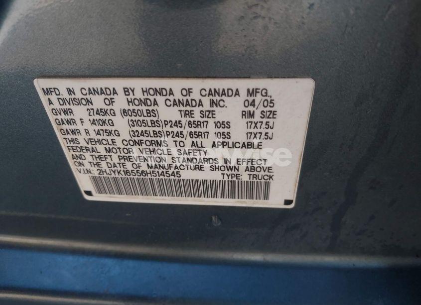 Photo 9 of 2006 Honda Ridgeline RTL (VIN 2HJYK16556H514545)