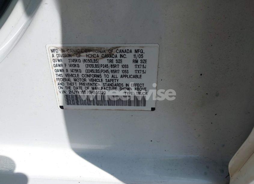 Photo 9 of 2006 Honda Ridgeline RTL (VIN 2HJYK16576H551323)