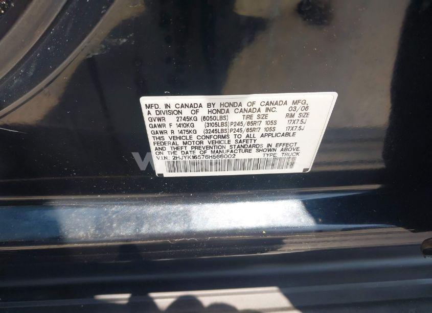 Photo 9 of 2006 Honda Ridgeline RTL (VIN 2HJYK16576H566002)