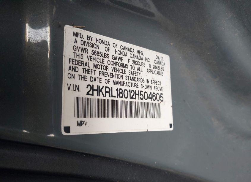 Photo 9 of 2002 Honda Odyssey EX-L (VIN 2HKRL18012H504605)