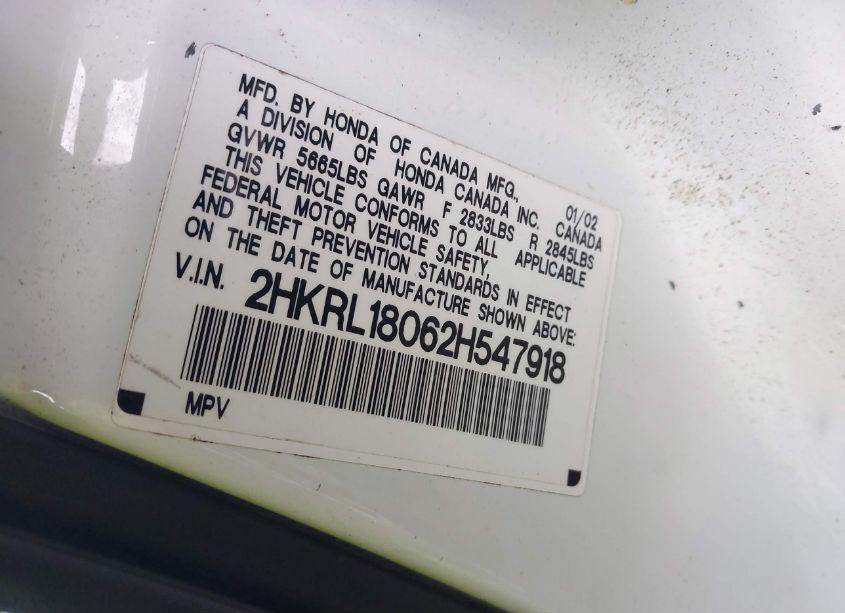 Photo 9 of 2002 Honda Odyssey EX-L (VIN 2HKRL18062H547918)