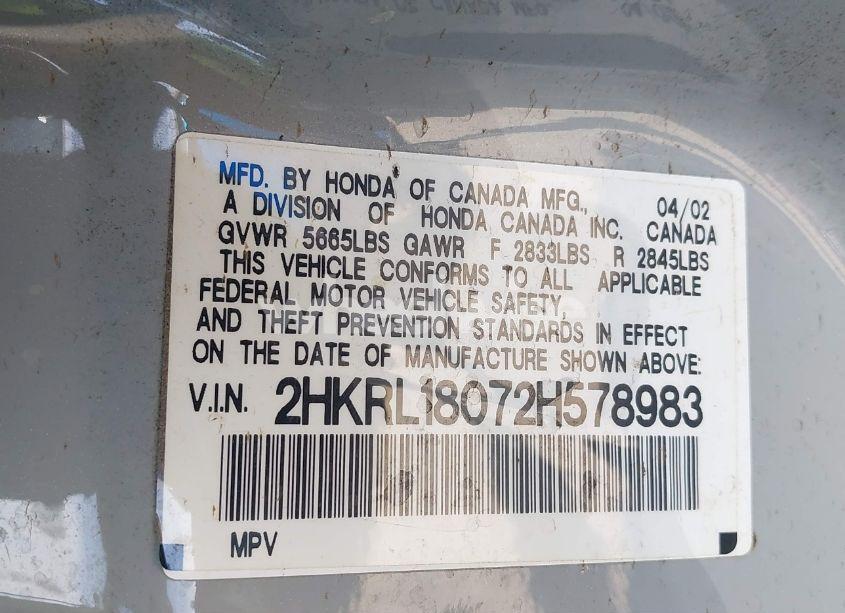 Photo 9 of 2002 Honda Odyssey EX-L (VIN 2HKRL18072H578983)