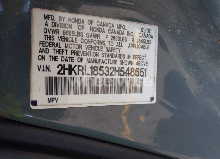 Photo 9 of 2002 Honda Odyssey LX (VIN 2HKRL18532H548651)