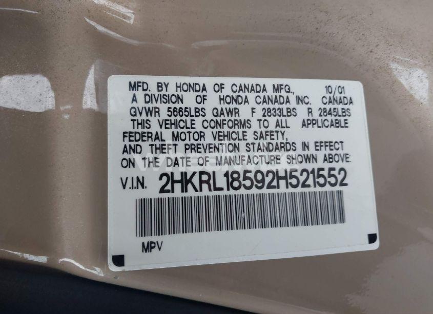 Photo 9 of 2002 Honda Odyssey LX (VIN 2HKRL18592H521552)