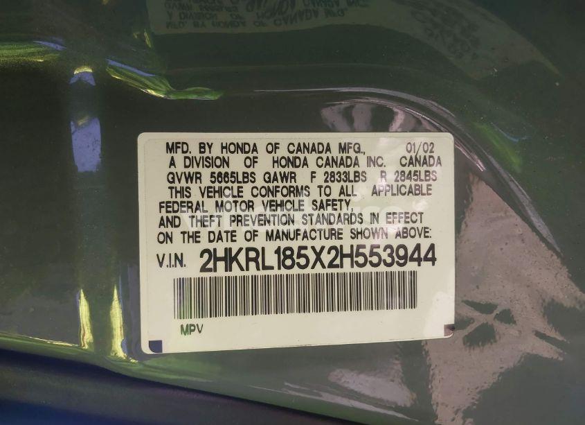 Photo 9 of 2002 Honda Odyssey LX (VIN 2HKRL185X2H553944)